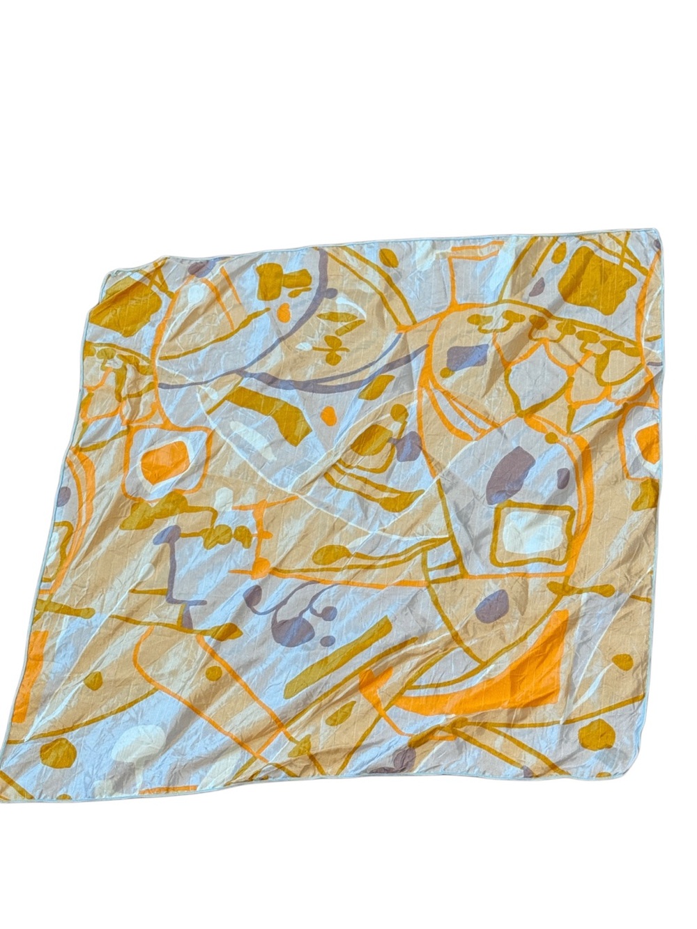 Vintage-Inspired Abstract Geometric Square Scarf | Boho 70s Retro Print